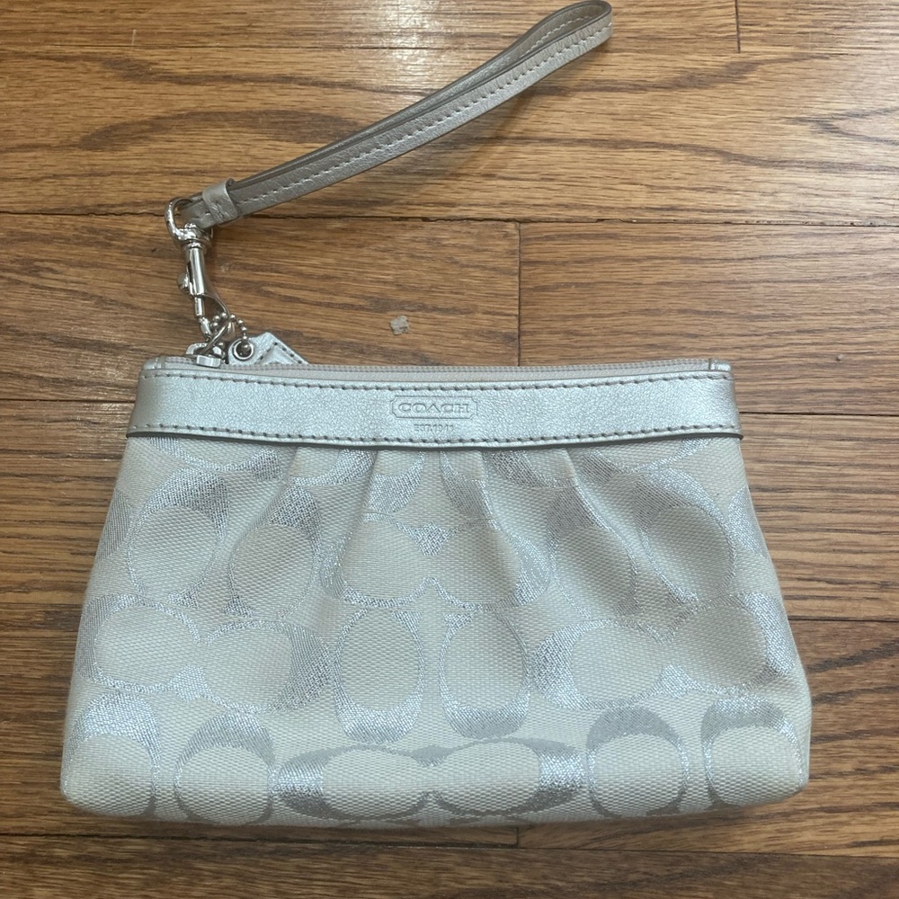 Silver Coach wristlet